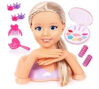 Bayer Design 90025AC Tête à coiffer et maquiller avec Mains, Accessoires pour Cheveux, Maquillage, 25 cm, Blond