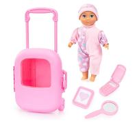 Bayer Design 92805AC Poupée avec Trolley et Accessoires, Set de Jeu, Accessoires pour poupées, Valise à Fermer et à Tirer