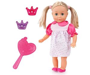 Bayer Design 93335AJ Poupée Fonctionnelle Interactive Charlène avec Yeux endormis, 50 Phrases, 33 cm, Accessoires, Cheveux blonds