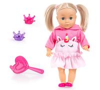 Bayer Design 93335BL Poupée Interactive avec Cheveux, rit, Bruit de Bisous, Corps Doux, Accessoires pour Cheveux, 33 cm