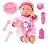 Bayer Design 93363AN Bébé poupée 33 cm, parle 24 sons de bébé, avec tétine, biberon et autres accessoires