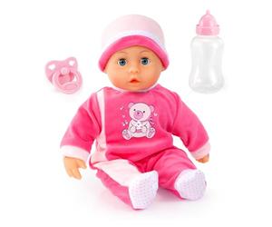 Bayer Design 93824BM Poupée Interactive, Poupon parlante, Corps Souple, tétine, biberon, 38 cm