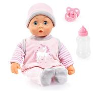 Bayer Design 93824CF Poupée Interactive, Poupon parlante, Ferme Les Yeux, biberon, tétine, 38 cm avec Sons