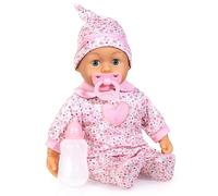 Bayer Design 93824CQ Poupée Interactive, Poupon parlante, Corps Souple, tétine, biberon, 38 cm