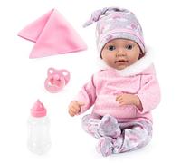 Bayer Design 93827AC Reborn poupée, Poupon bébé, Nouveau né, réaliste, comme Vrai, tétine, biberon, Couverture