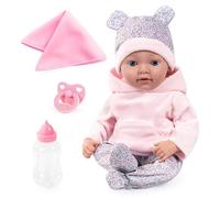 Bayer Design 93827AD Reborn poupée, Poupon bébé, Nouveau né, réaliste, comme Vrai, tétine, biberon, Couverture