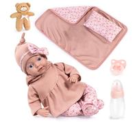 Bayer Design 93827AO Poupée Reborn, Poupon réaliste, 38 cm, tétine, biberon, Oreiller et Couverture, Peluche - pour Fille et garçon