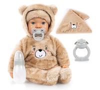 Bayer Design 94230AB Poupée bébé, pleure de Vraies Larmes, Poupon avec des Yeux endormis, Corps Souple, Accessoires, 42 cm