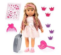 Bayer Design 94634AT Poupée Interactive Charlene avec Cheveux, rires, avec Bruit de Baiser, Corps Souple, Yeux endormis, Accessoires, 46 cm