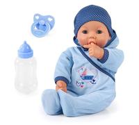 Bayer Design 94683AC Poupon Bébé interactif, Poupée Garçon avec Fonctions et Accessoires, 46cm, Bleu
