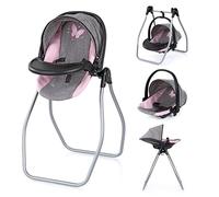 Bayer Design Accessoires pour poupons Ensemble 4 en 1 Chaise Haute | porte-poupée, lit et balançoire pour poupées - pour des jeux de rôle variés, 3 ans et plus