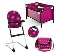 Bayer Design Chaise Haute pour poupée, lit, Bavoir, Sac | coffret de jeu, pour les enfants à partir de 3 ans