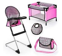 Bayer Design Chaise Haute pour poupée, lit, Bavoir, Sac | coffret de jeu, pour les enfants à partir de 3 ans