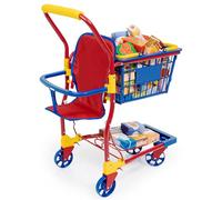Bayer Design Chariot à provisions avec boîtes de Jouets Alimentaires | grand siège pour poupée, en métal, panier amovible pouvant également être utilisé séparément, accessoires de boutique