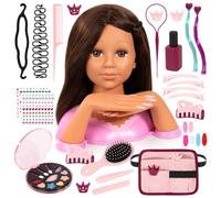 Bayer Design Charlene Magic Nails tête à Coiffure et de Maquillage | mains articulées et différents ongles à enficher, maquillage, accessoires pour les cheveux bruns, autocollants, 27 cm
