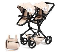 Bayer Design 26275AA Landau Jumeaux pour poupée, Poussette, réglable, Pliable, Panier intégré, Sac, Compatible avec siège Auto EasyGo