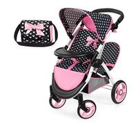 Bayer Design – Landau jumeaux pour poupée 39460AA – Réglable, panier intégré, sac à bandoulière
