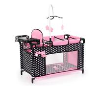 Bayer Design Lit de poupée 62660AA avec chaise haute intégrée, table à langer, mobile Noir/Rose