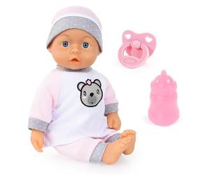 Bayer Design Poupée bébé 36 cm, Qui Parle, Yeux dormeurs, Donne Un Bisou | poupon interactif, corps souple, avec biberon, tétine, pour les jeux de rôle