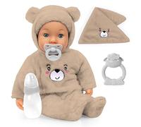Bayer Design Poupée bébé 42 cm, pleure de Vraies Larmes, Accessoires | poupon avec des yeux endormis, corps souple, à câliner, biberon, tétine, couverture, hochet, pour les jeux de rôle