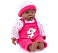 Bayer Design 94001AI Poupon Bébé, Poupée Interactive Baby, Fille, 12 Sons de bébés, avec des bouclettes, Corps Doux, Afro-américaine