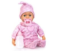 Bayer Design Poupée Interactive, Poupon Qui Parle, 38 cm avec Accessoires | avec 24 sons, corps souple, yeux endormis, tétine, biberon, à câliner, pour les jeux de rôle
