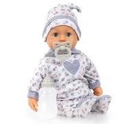 Bayer Design Poupée Interactive, Poupon Qui Parle, 38 cm avec Accessoires | avec 24 sons, corps souple, yeux endormis, tétine, biberon, à câliner, pour les jeux de rôle