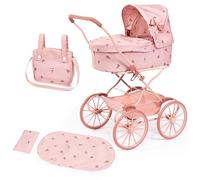 Bayer Design Poussette Landau de poupée nostalgique avec Sac | landau de poupée classique avec grandes roues, coussin, sac, poignée haute, pour poupées jusqu'à 46 cm, panier intégré