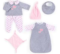 Bayer Design 84619AH Vêtements pour poupée 40-46cm, Gigoteuse, Pantalon, Haut, Bonnet, Bavoir et Doudou