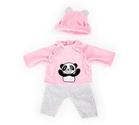 Bayer Design Design-83884AA 83884AA Vêtements 33-38cmm, Accessoires pour poupées, Pantalon, Haut et Casquette, Ensemble, Tenue avec Panda, Rose, Blanc, Petit