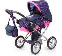 BAYER Poussette Landau pour poupée City Star licorne bleu et rose vif réglable avec un sac à bandoulière