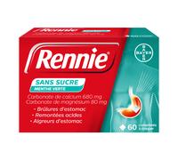Bayer Rennie goût Menthe Verte Sans Sucre 96 comprimés à croquer