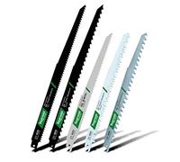 Bayerwald - Jeu de 5 lames de scie sabre pour le bois/convient pour les coupes moyennes à grossières (3-6 dents) / Tige universelle