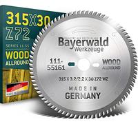 Bayerwald - Lame de scie circulaire Carbure de tungstène - Ø 315 x 3.2 x 30 | Z=72 KW | Série 11.55 - Denture alternée pour coupes longitudinales et transversales dans le bois/les dérivés du bois