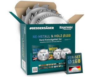 Bayerwald Lot de 3 lames de scie circulaire Ø 168 mm Pour métal non ferreux et bois Convient pour scies circulaires manuelles Festool, Mafell etc.