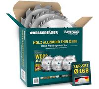 Bayerwald Lot de 3 lames de scie circulaire Festool pour métaux non ferreux et bois Compatible avec scies circulaires sans fil Diamètre 168