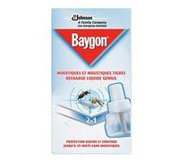 Baygon Recharge pour Diffuseur Électrique Liquide, Moustiques et Moustiques Tigres, 45 Nuits, Genius, Insecticide, 2 en 1