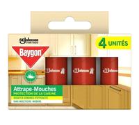 Baygon Ruban Piège Anti-Mouches, Sans Insecticide, Usage Intérieur, 4 Pièces
