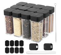 bayidun 12 Pots à Épices Plastiques 50ml à Clapet, Accessoires Inclus | Pot pratique avec couvercle à clapet. Convient pour conserver épices et herbes dans la cuisine.