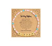 BAYLAY Bracelet de perles inspirant pour femme, cadeau pour petite-fille/fille/maman/sœur/femme/nièce/tante/amie/nana/gii, fête des mères, anniversaire, 6+2, Pas de gemme