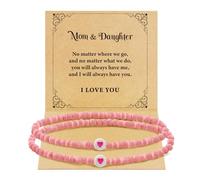 BAYLAY Bracelets assortis pour papa et fille, mère et fille, papa et fils, mère et fils, tante et nièce, fête des pères, cadeaux de fête des mères de la part d'une fille ou d'un fils, 6+2, Pierre, Pas