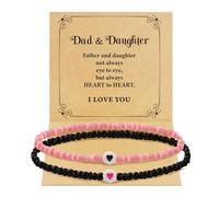 BAYLAY Bracelets assortis pour papa et fille, mère et fille, papa et fils, mère et fils, tante et nièce, fête des pères, cadeaux de fête des mères de la part d'une fille ou d'un fils, 6+2, Pierre, Pas