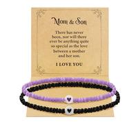 BAYLAY Bracelets assortis pour papa et fille, mère et fille, papa et fils, mère et fils, tante et nièce, fête des pères, cadeaux de fête des mères de la part d'une fille ou d'un fils, 6+2, Pierre, Pas