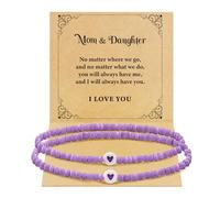 BAYLAY Bracelets assortis pour papa et fille, mère et fille, papa et fils, mère et fils, tante et nièce, fête des pères, cadeaux de fête des mères de la part d'une fille ou d'un fils, 6+2, Pierre, Pas