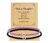 BAYLAY Bracelets assortis pour papa et fille, mère et fille, papa et fils, mère et fils, tante et nièce, fête des pères, cadeaux de fête des mères de la part d'une fille ou d'un fils, 6+2, Pierre, Pas