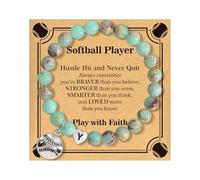 BAYLAY Cadeau de balle molle pour adolescentes, filles, accessoires pour femmes, joueuses, amateurs d'équipe, cadeau d'adolescente, bracelet initiale en forme de cœur, bijoux d'anniversaire pour