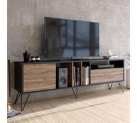 Baylee meuble tv industriel bois et noir avec rangement 180 cm