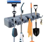 BAYLI 40cm support mural garage | support mural pour balais support d'outils | système de rangement pour la cuisine | barre d'outils avec 6 crochets et 5 fixations rapides antidérapantes | barre de ra