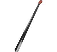 Bayli Chausse-pied 80cm en acier inoxydable avec poignée en similicuir, Chausse-pied Extra Long en noir, Chausse-pied en métal, Modèle stable, Chausse-pied métallique stylé