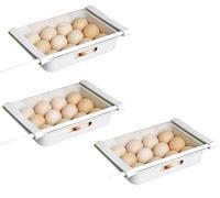 BAYLI Lot De 3 Boîtes À Œufs Pour Réfrigérateur 12 Œufs Blanc ABS